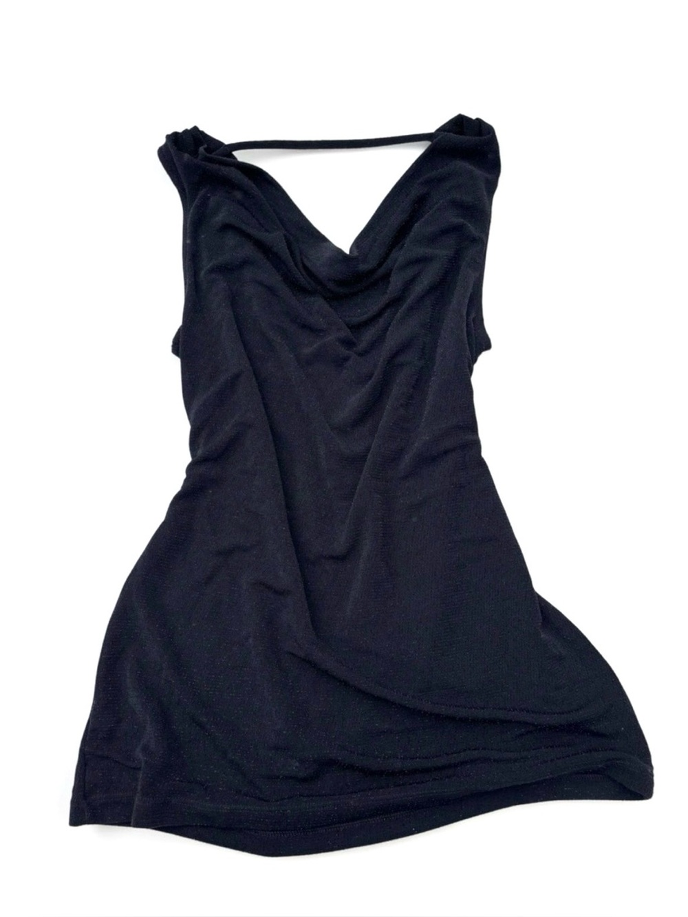 Jennifer Lopez Y2K Black Sparkly Cowl Neck Party Top Shimmer Noughties S